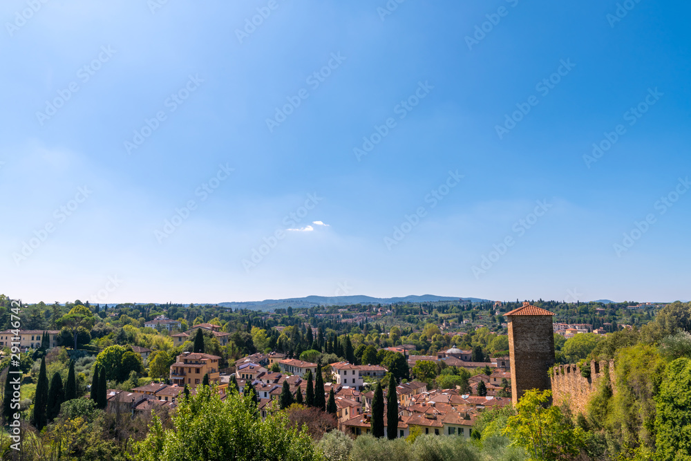 Beautiful view of the Tuscan landscape from the Boboli Gardens, Florence. Italy. 
