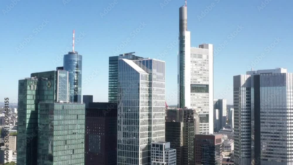 The middle of the city of Frankfurt. Video with the drone. The middle of the city of Frankfurt. Video with the drone.