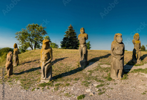 Polovtsian stone women on the mountain Kremyanets, Izyum, Kharkov region, Ukraine