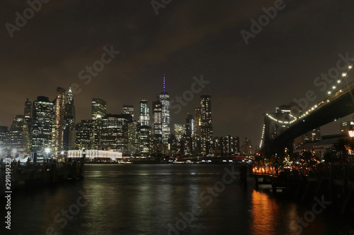Late night lower Manhattan skyline