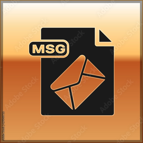 Black MSG file document. Download msg button icon isolated on gold background. MSG file symbol. Vector Illustration