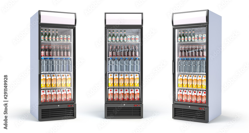 Fridge Drink With Water Bottles On A White Background Stock Photo, Picture  and Royalty Free Image. Image 35981953.