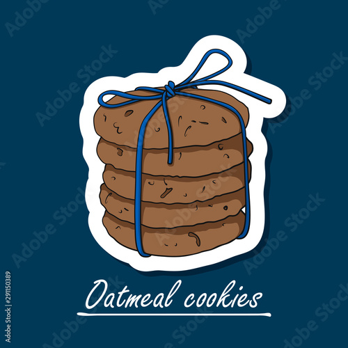 Hand-drawn oatmeal cookies. Colorfull illustration of sweets.