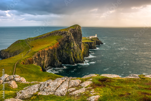 Neist Point Lightouse beautiful view landmark Skye Island Scotland Highlands UK long exposure