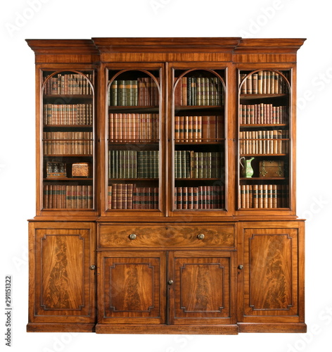 Bookcase dresser breakfront old antique English with books