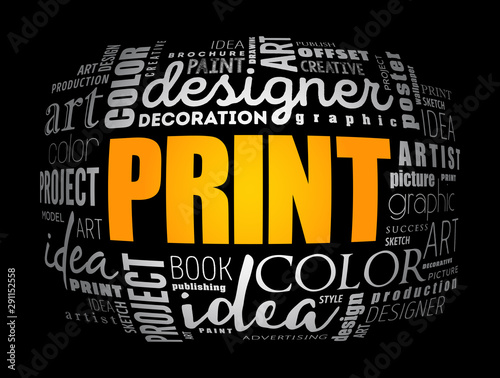 PRINT word cloud, creative business concept background