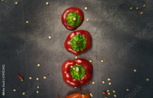 chopped bell pepper background with seeds