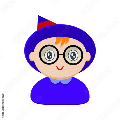 Abstract flat icon of a witch, sorcerer.Vector illustration.
