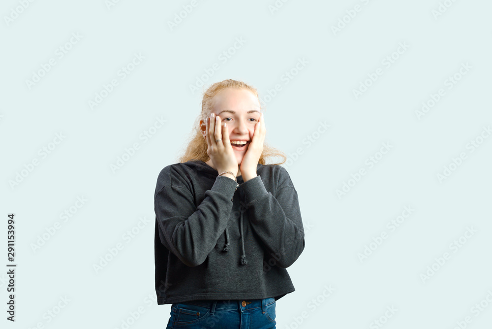 portrait happy young woman isolated portrait happy young woman isolated