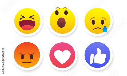 set of social media emoji. emoticon sticker vector illustration. set of emoticons