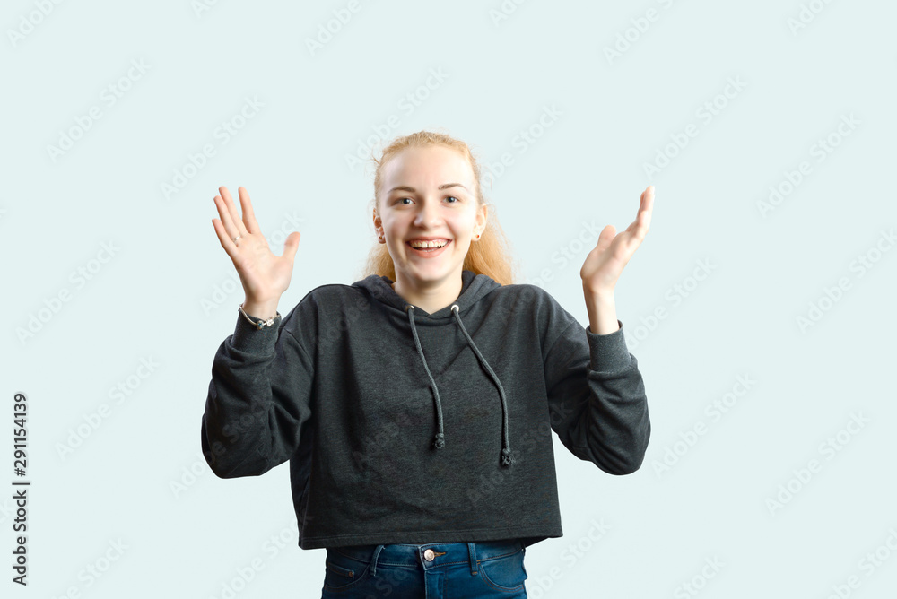 portrait happy young woman isolated portrait happy young woman isolated