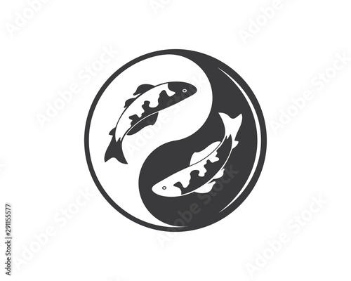 yin yang koi fish  vector icon illustration