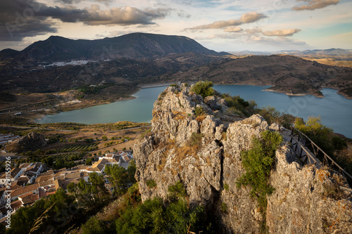 a view over Zahara de la Sierra town and El Gastor dam, province of Cadiz, Andalusia, Spain © Jorge Anastacio