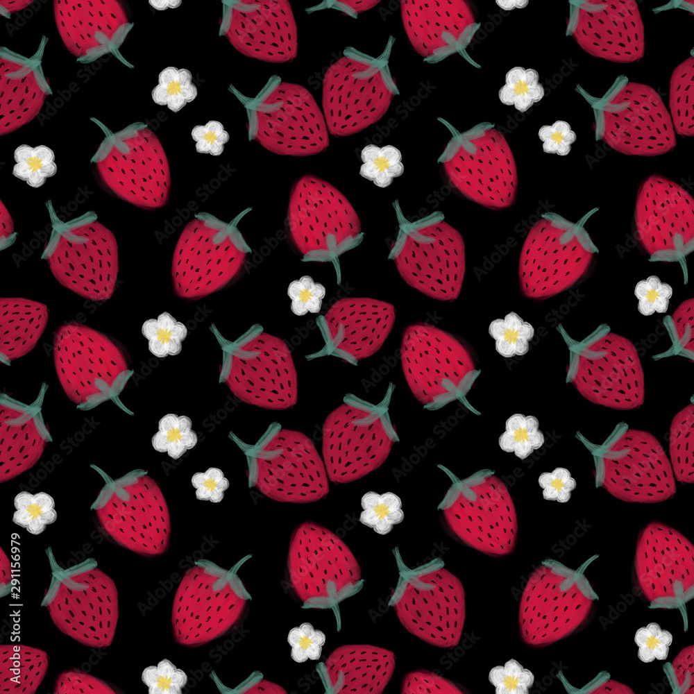 Watercolor strawberry seamless pattern Watercolor strawberry seamless pattern