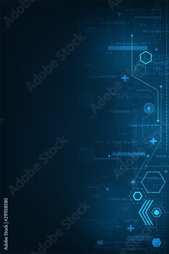 Technological background with different data calculations.