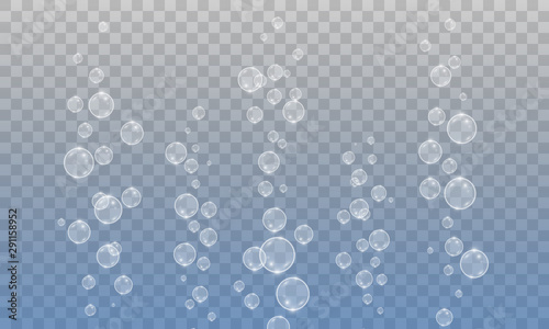 White beautiful bubbles on a transparent background vector illustration. Soap bubbles.