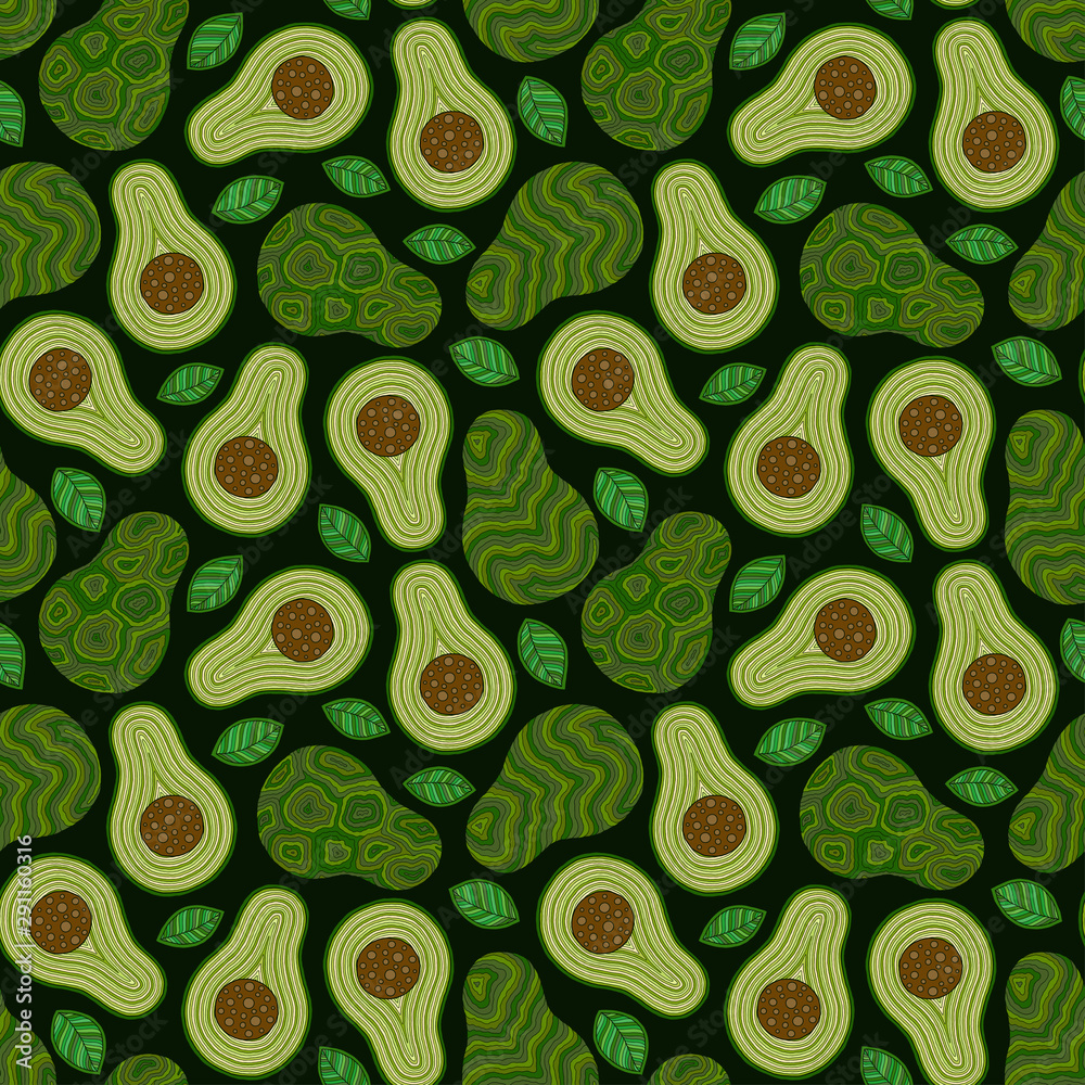 Seamless pattern with avocado and bone. Seamless pattern with avocado and bone.