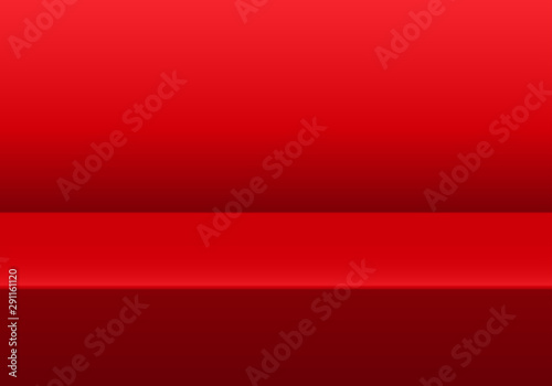 Realistic red table studio 3D background vector