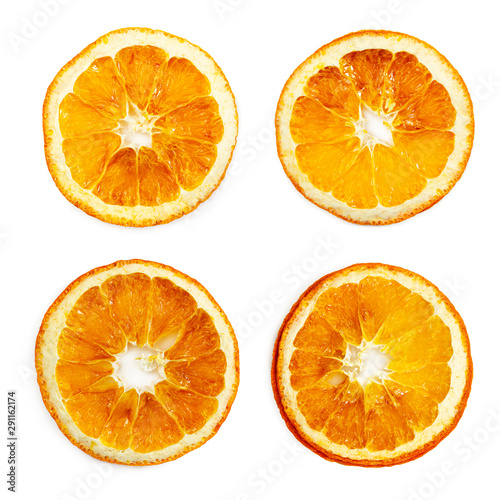 Fotografie Set of slice of dried orange isolated on white