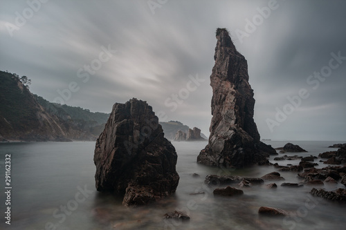 Rocks in the Playa del Silencio (beach of silence), Asturias, Spain.