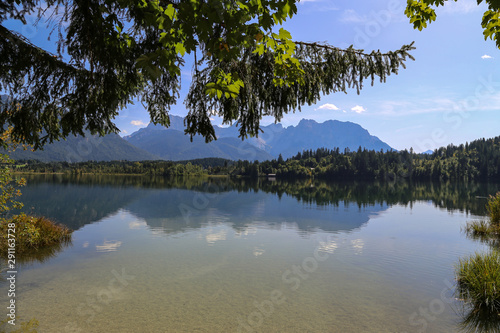 Beautiful day on the shore of Barmsee in Germany photo