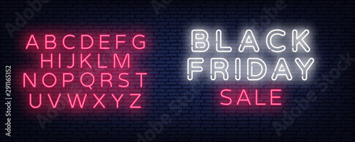 Black Friday pattern the modern design neon sign, banner, light, night bright is the light inscription. Vector illustration eps 10.