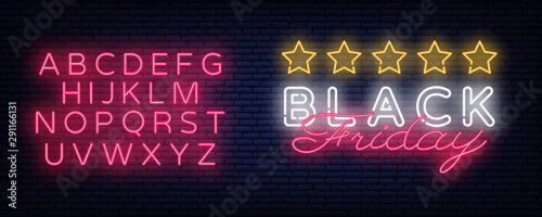 Black Friday pattern the modern design neon sign, banner, light, night bright is the light inscription. Vector illustration eps 10.