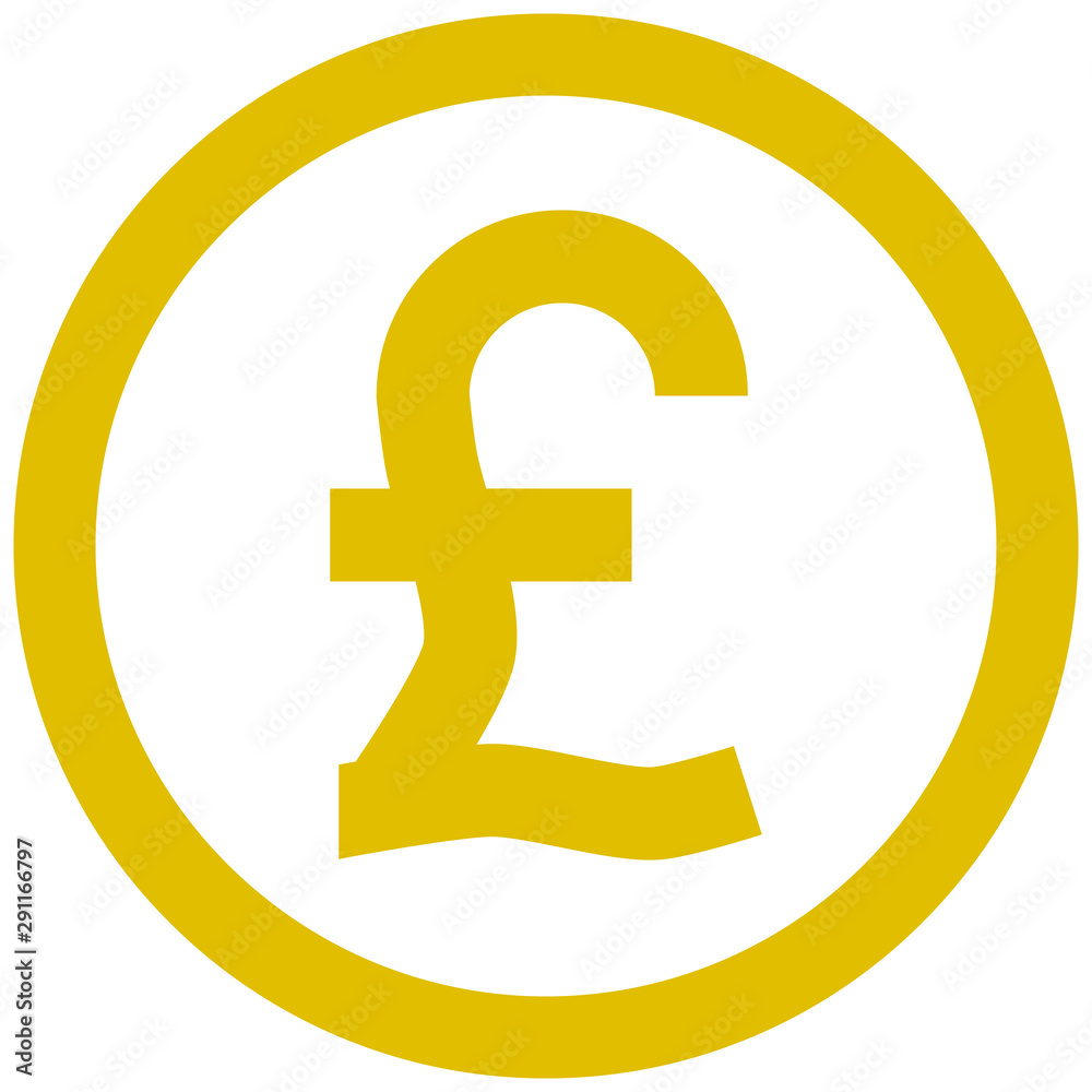 Pound currency sign symbol - golden simple inside of circle, isolated - vector Pound currency sign symbol - golden simple inside of circle, isolated - vector