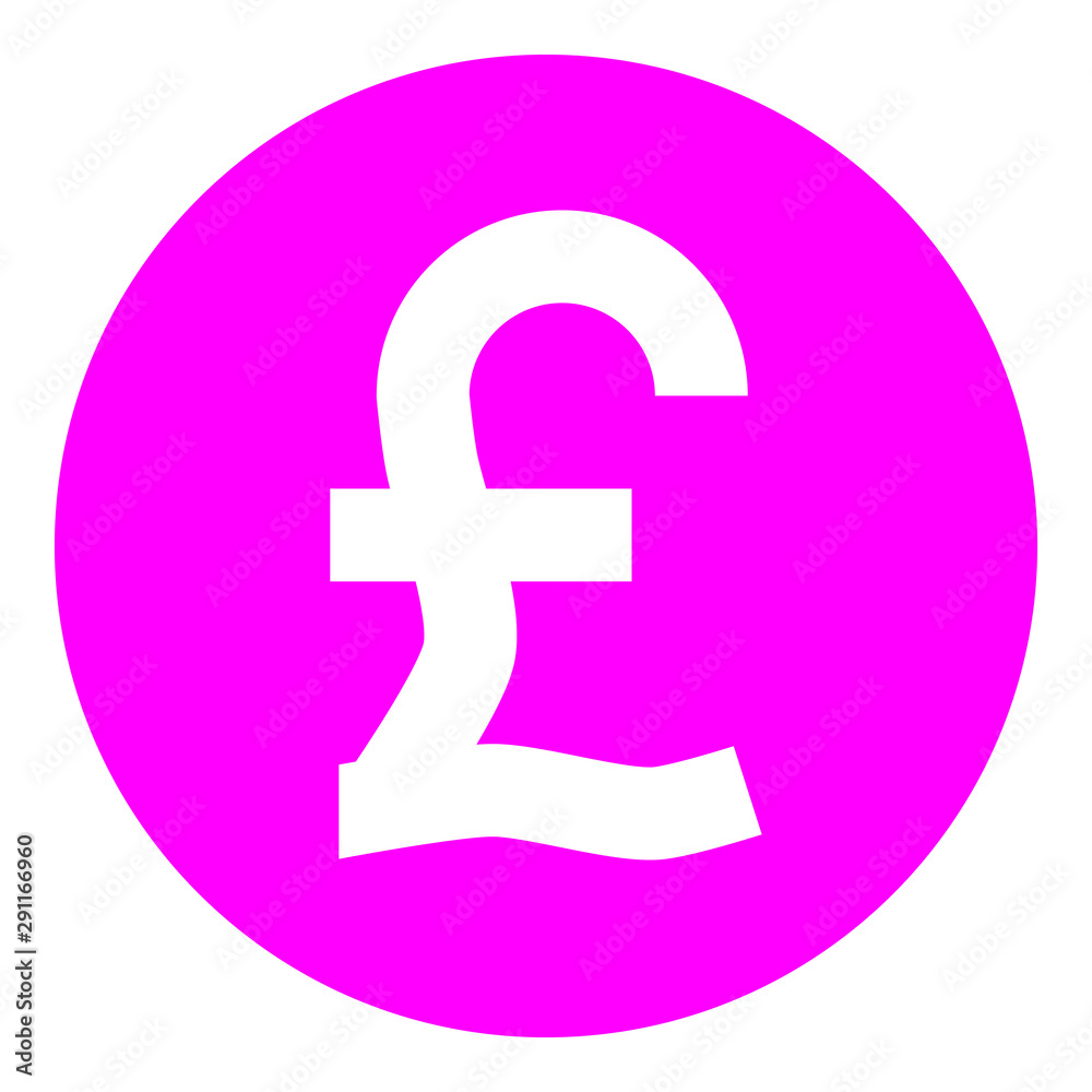 Pound currency sign symbol - purple-pink simple inside of circle, isolated - vector Pound currency sign symbol - purple-pink simple inside of circle, isolated - vector