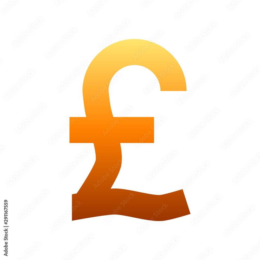 Pound currency sign symbol - orange simple gradient, isolated - vector Pound currency sign symbol - orange simple gradient, isolated - vector