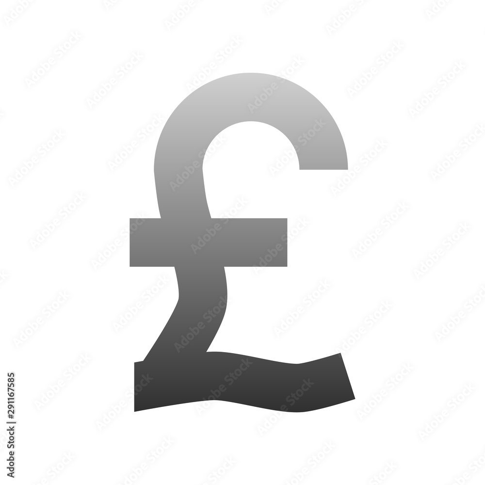 Pound currency sign symbol - gray-silver-metal simple gradient, isolated - vector Pound currency sign symbol - gray-silver-metal simple gradient, isolated - vector