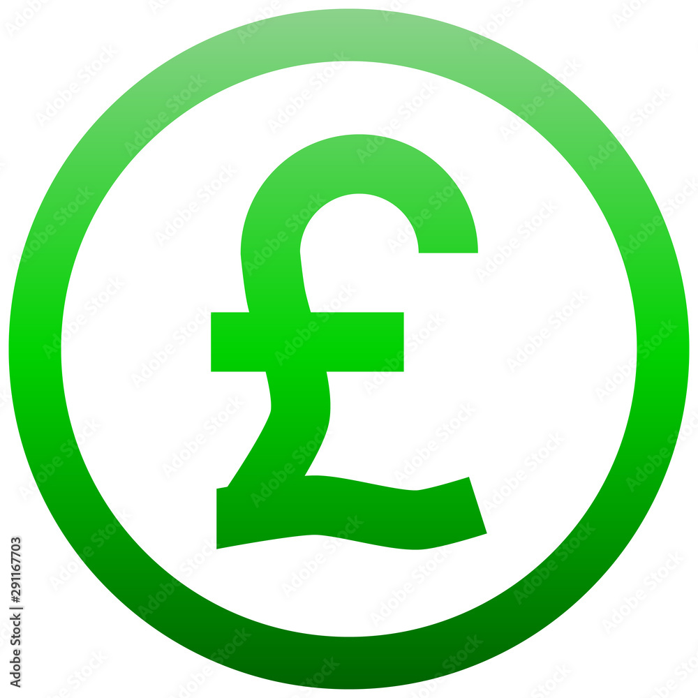 Pound currency sign symbol - green simple gradient inside of circle, isolated - vector Pound currency sign symbol - green simple gradient inside of circle, isolated - vector