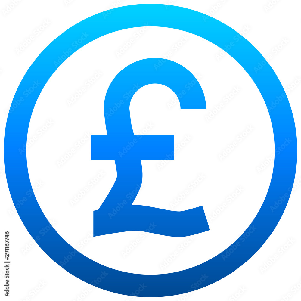 Pound currency sign symbol - blue simple gradient inside of circle, isolated - vector Pound currency sign symbol - blue simple gradient inside of circle, isolated - vector