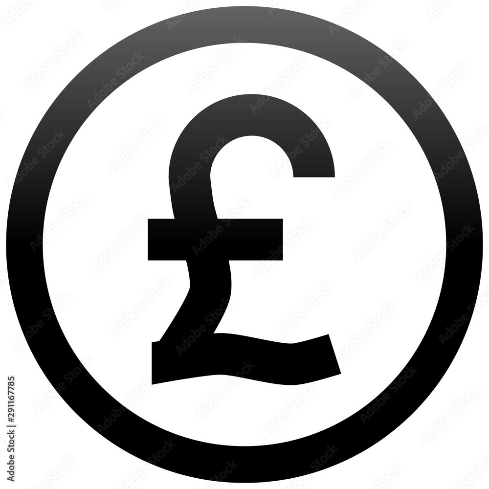 Pound currency sign symbol - black simple gradient inside of circle, isolated - vector Pound currency sign symbol - black simple gradient inside of circle, isolated - vector