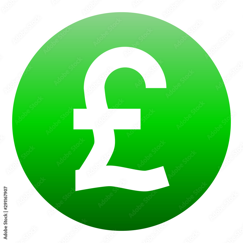 Pound currency sign symbol - green simple gradient inside of circle, isolated - vector Pound currency sign symbol - green simple gradient inside of circle, isolated - vector