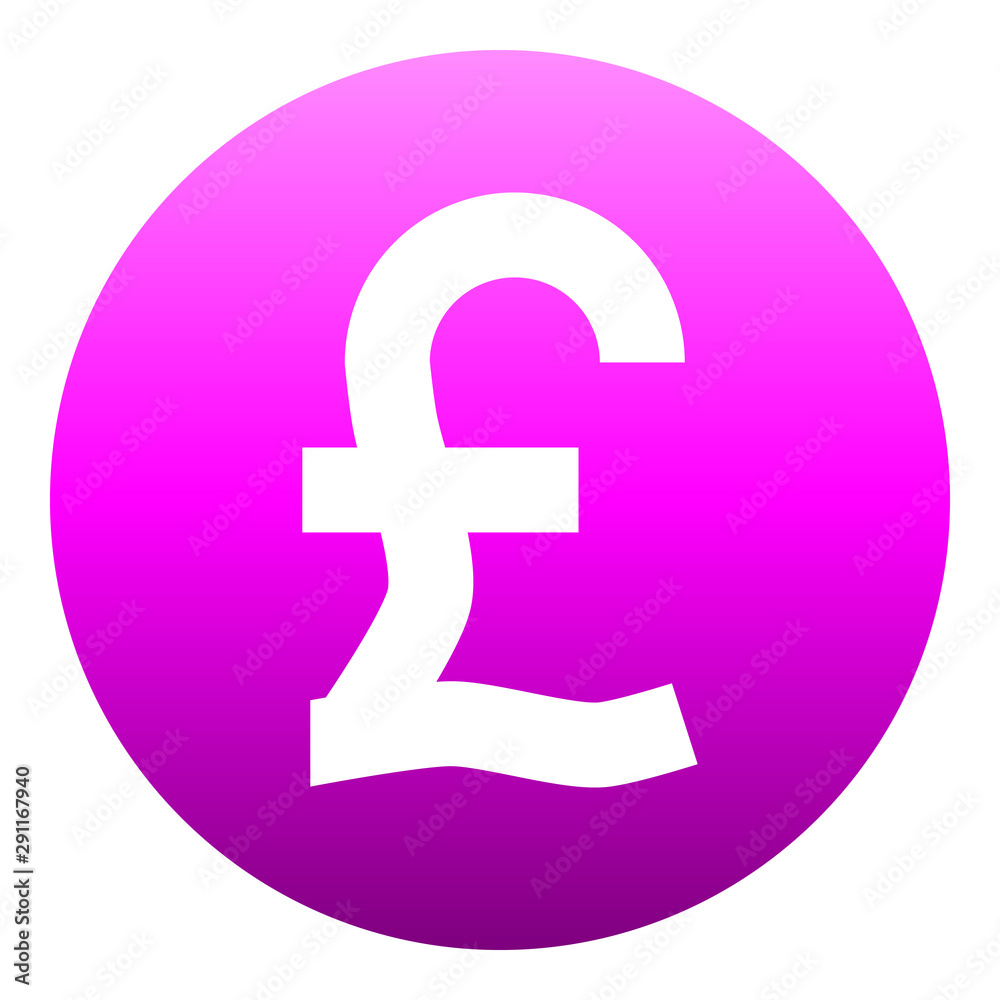 Pound currency sign symbol - purple-pink simple gradient inside of circle, isolated - vector Pound currency sign symbol - purple-pink simple gradient inside of circle, isolated - vector