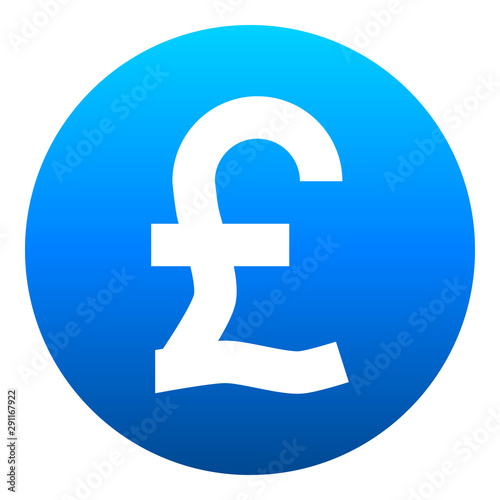 Pound currency sign symbol - blue simple gradient inside of circle, isolated - vector