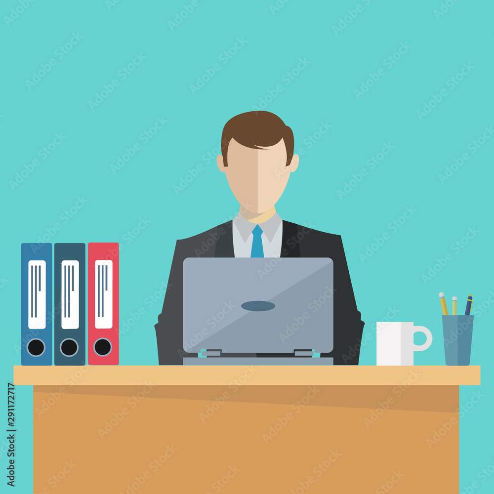 Business executive at his workplace vector illustration