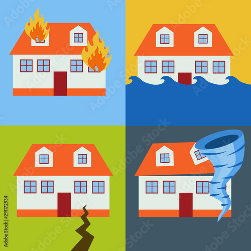 Home insurance from natural disasters vector concept