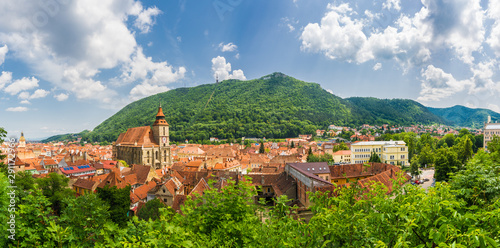 Tablou pe pânză Cityscape Brasov, aerial and panoramic view, Transylvania, Romania