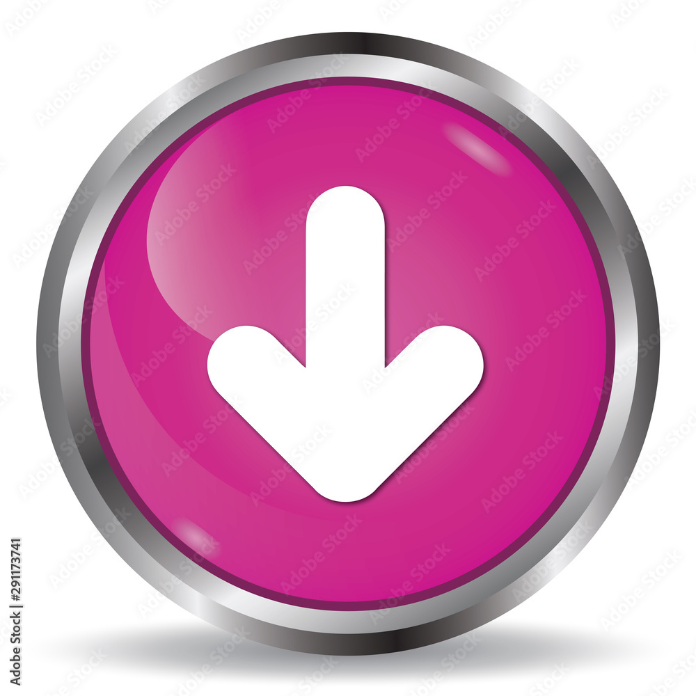 Down arrow icon pink glossy round button Down arrow icon pink glossy round button