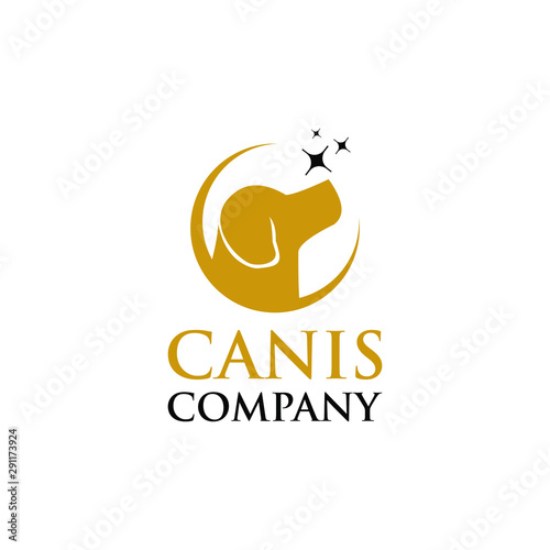 Business logo design animal and pet care veterinary with dog head vector