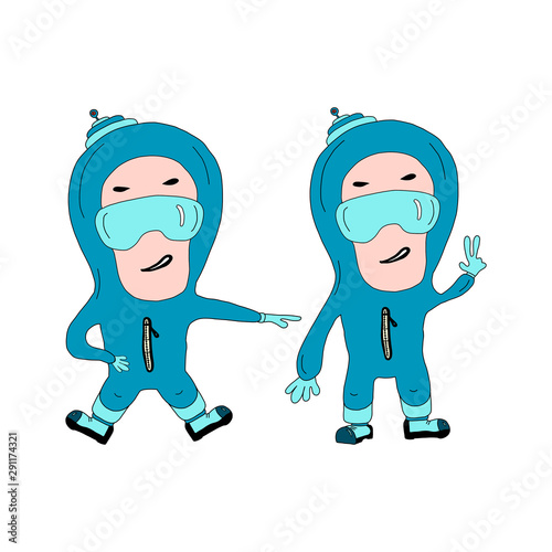 hand drawn vector illustration of cute littl austronaut can be used for kid's or baby's shirt design graphic kids wear.