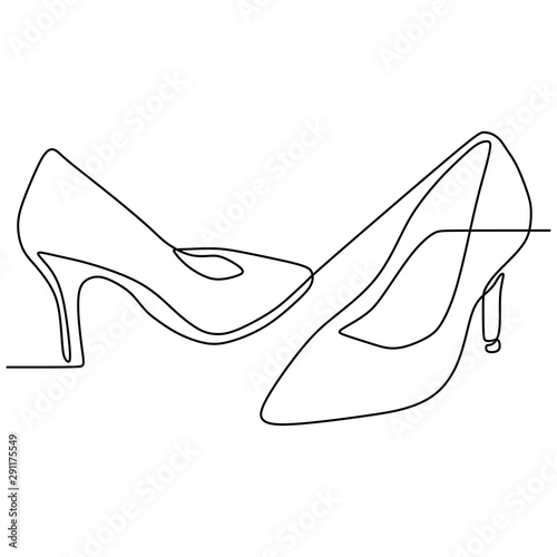 Continuous line drawing of highheels shoes for woman fashion isolated on white background vector illustration