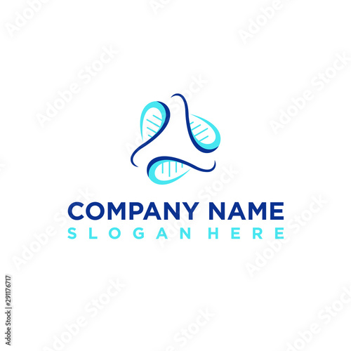 simple modern blue genetic gen logo design idea