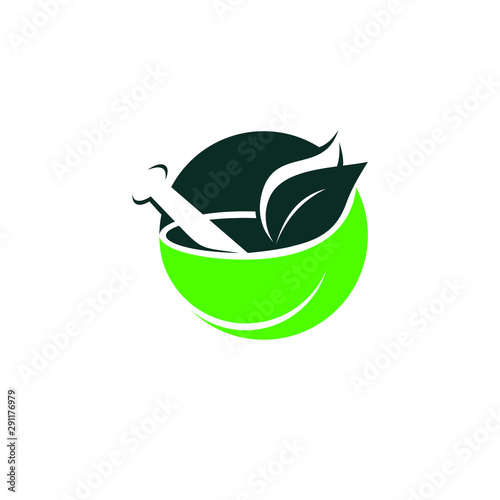 homeopathy logo circle modern green natural treatment simple icon design idea