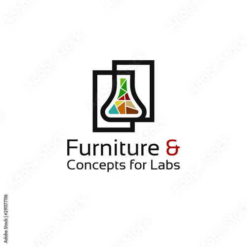 Business logo design simple square colorful lab bottle illustration