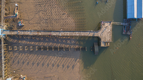 top view pier of Ban Samchong fishing village in Phang Nga Thailand photo