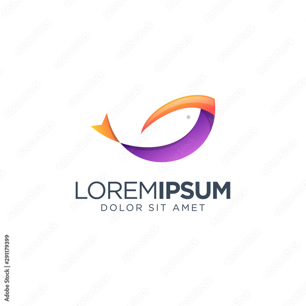 Fish Color Logo Design Fish Color Logo Design