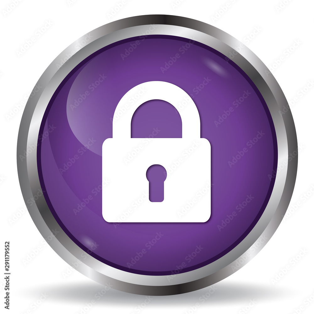Security icon purple glossy round button Security icon purple glossy round button